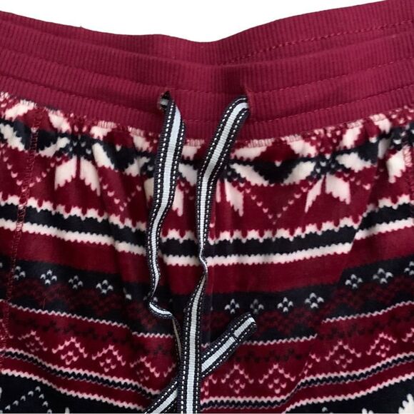 Nautica Burgundy Snowflake 2 Piece Fleece Pajama Set Size Large - Picture 3 of 14